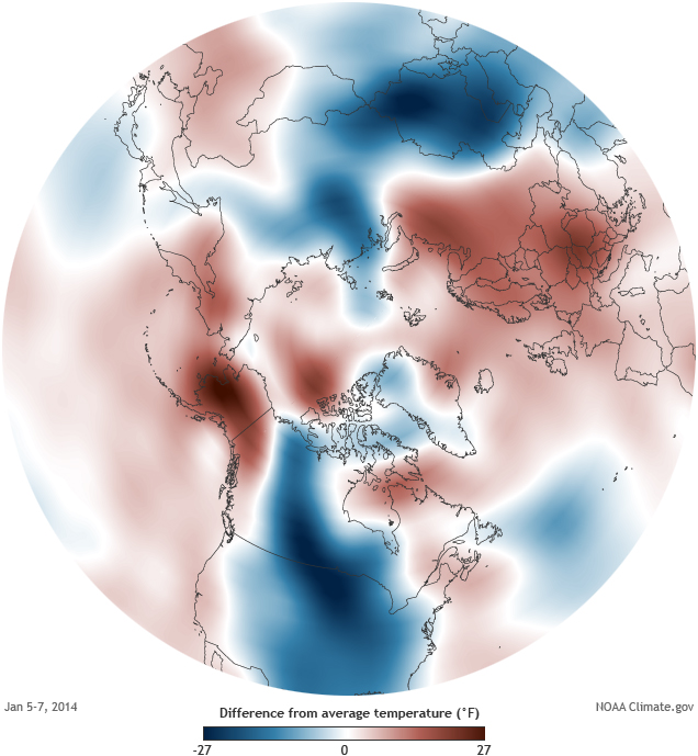 Image d'illustration pour Froid en Amérique du Nord et doux en Europe : les cartes