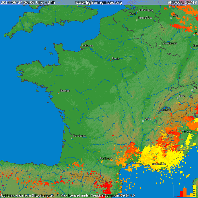 Image d'illustration pour Synthèse de l'épisode orageux du 22 au 25 juin au Sud de la France