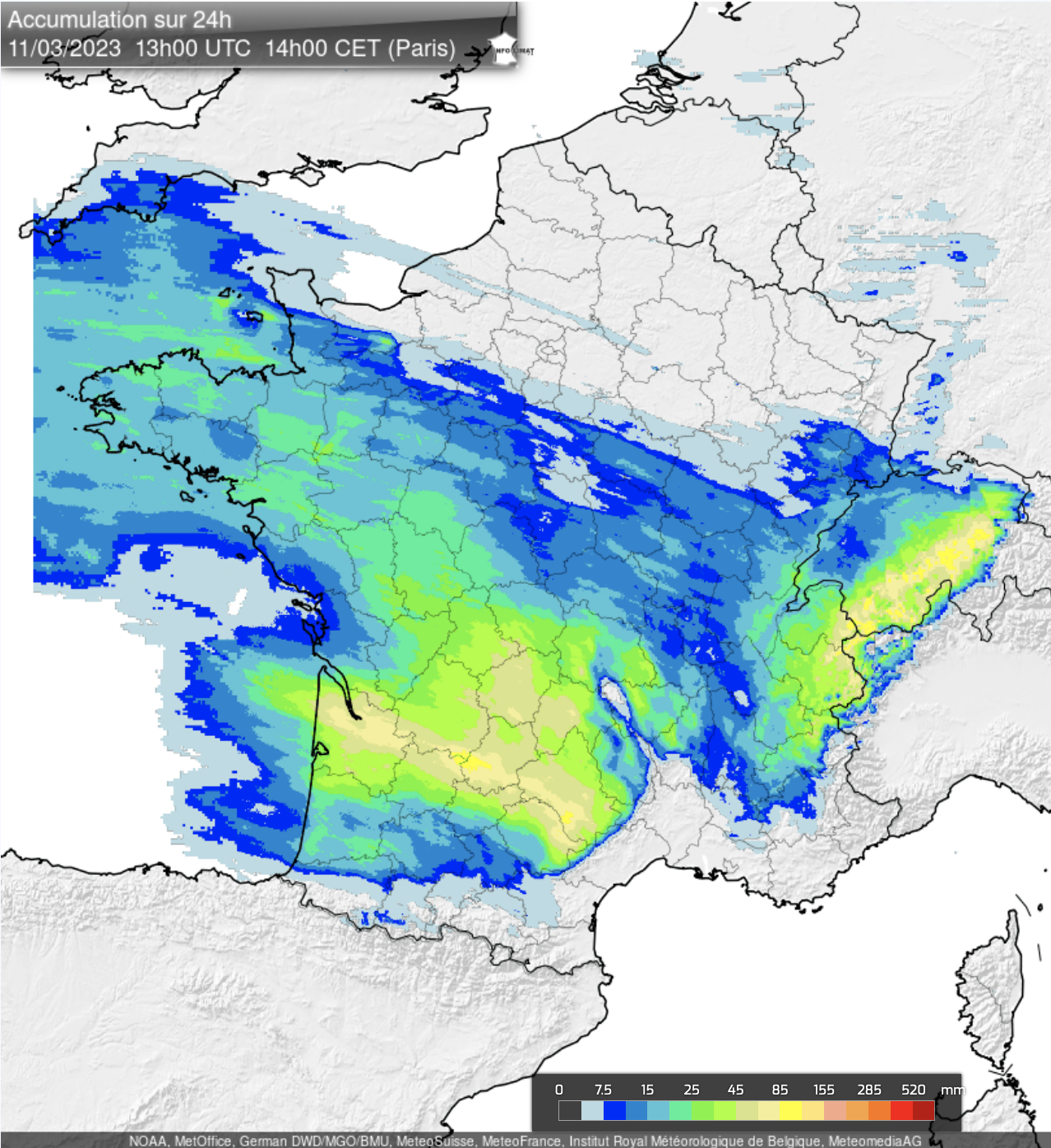 Pluies abondantes, vent jusqu'à 200km/h et incendies : la tempête Larisa frappe la France RR24_11mars2023