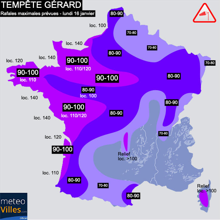 Actualités météo: Tempête : dépressions Gérard et Fien sur la France ce  lundi 16 et mardi 17 janvier 15/01/2023