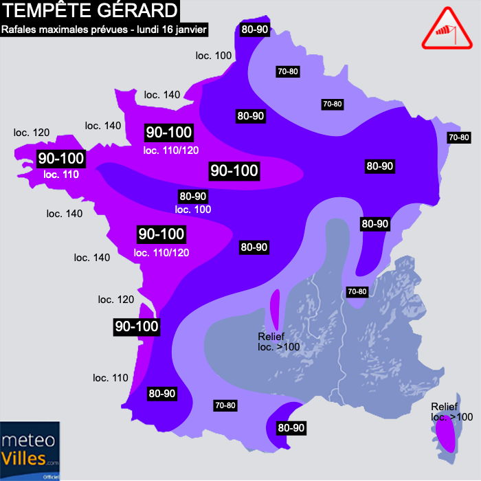 Alerte météo : Arrivée de la tempête Géraldine, vents violents et pluies  sur 16 départements