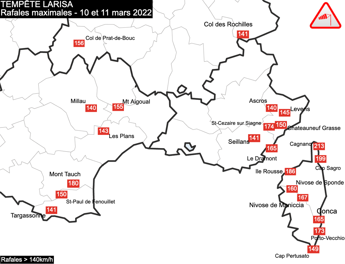 Pluies abondantes, vent jusqu'à 200km/h et incendies : la tempête Larisa frappe la France VentLarisa
