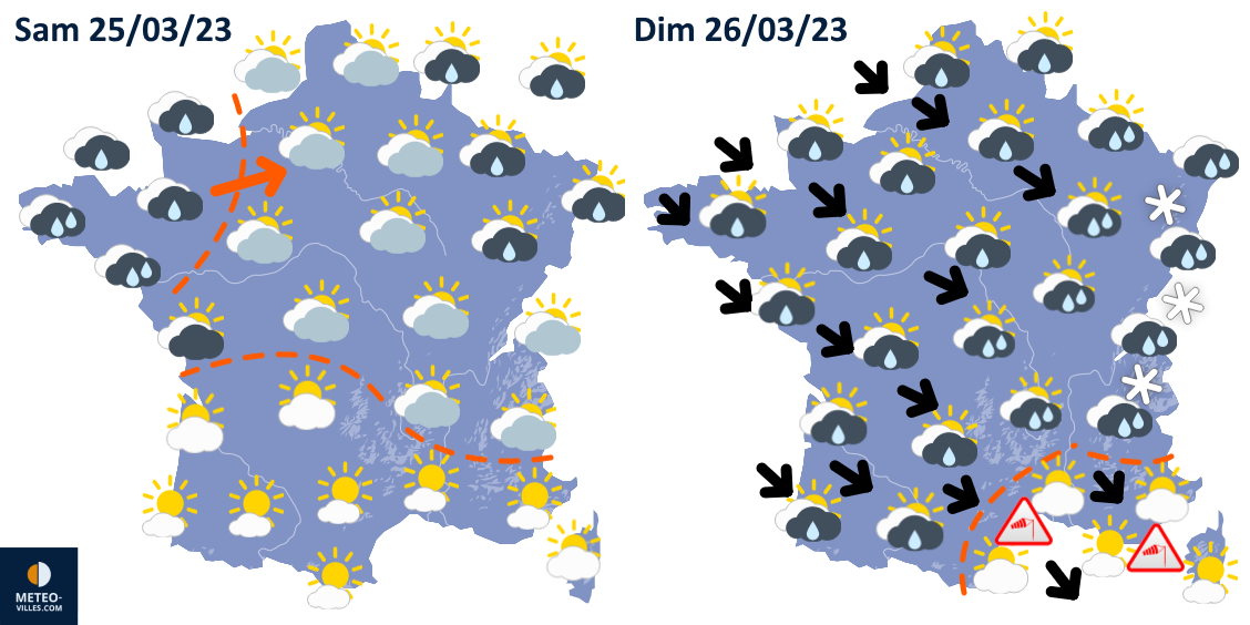 Météo week-end : changement d'heure sous la pluie et le vent ? WE2526mars