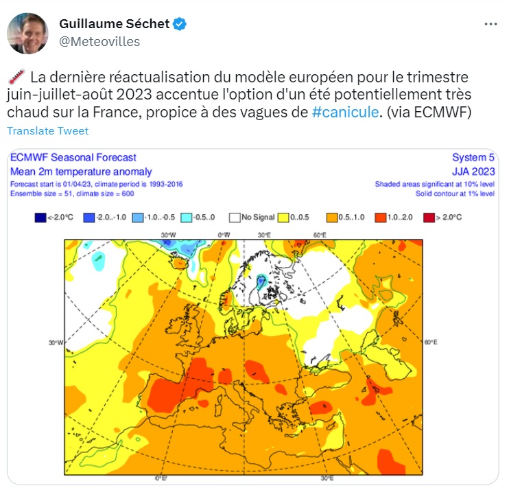 Vers un été 2023 très chaud ? Quel crédit accorder aux tendances saisonnières ? Tweet%C3%A9t%C3%A9
