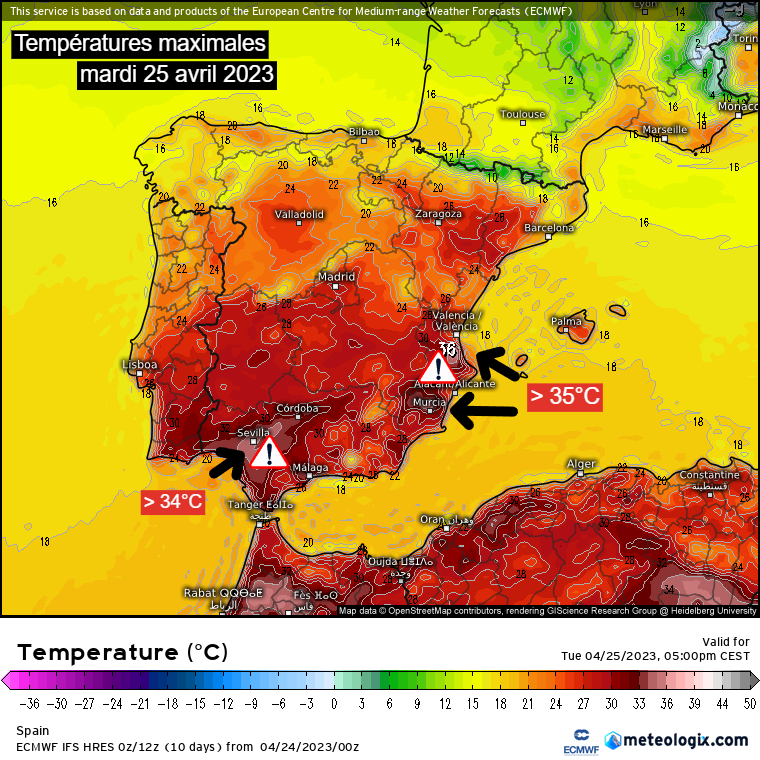 Plus de 40°C en Espagne : un record pour l'Europe Tx%2026%20avril%20b