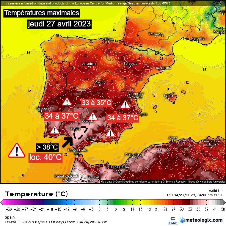Plus de 40°C en Espagne : un record pour l'Europe Tx%2027%20avril