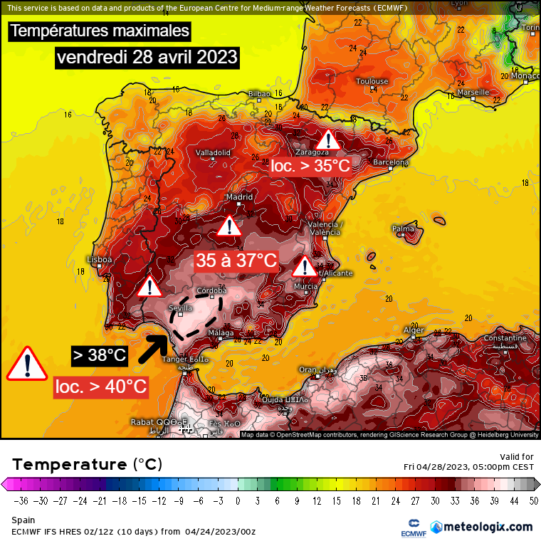 Plus de 40°C en Espagne : un record pour l'Europe Tx%2028%20avril
