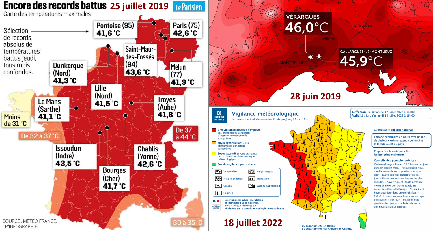 Réchauffement climatique : les derniers événements inédits en France Canicules-19-22