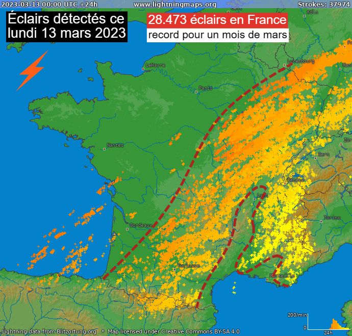Réchauffement climatique : les derniers événements inédits en France Eclairs-130323