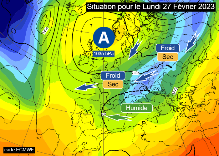 Retour d'un froid sec entre fin février et début mars Situ-270223