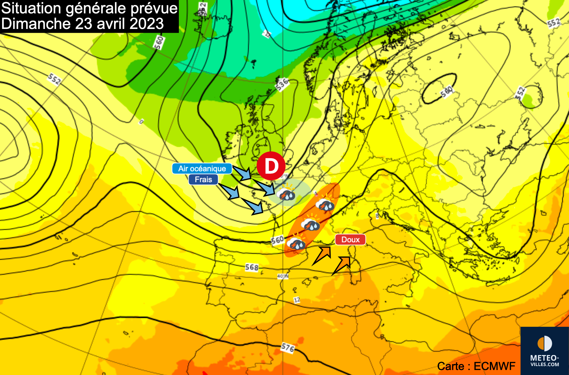 Pluies et orages : un week-end maussade et instable sur la France Situation23avril