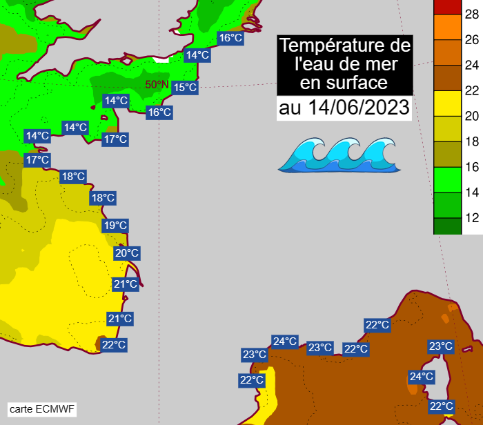 Pourquoi l'eau de mer est-elle si chaude en Méditerranée et dans l'Atlantique ? SST-france-140623