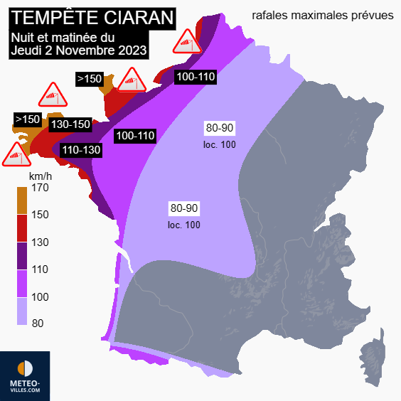Tempête Ciaran : vigilance rouge et dernières prévisions Carte-ciaran-vent