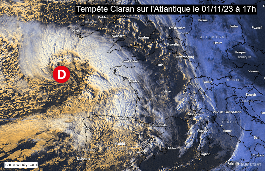 Actualités météo: La puissante tempête Ciaran devrait impacter la France ce  jeudi 2 novembre 29/10/2023