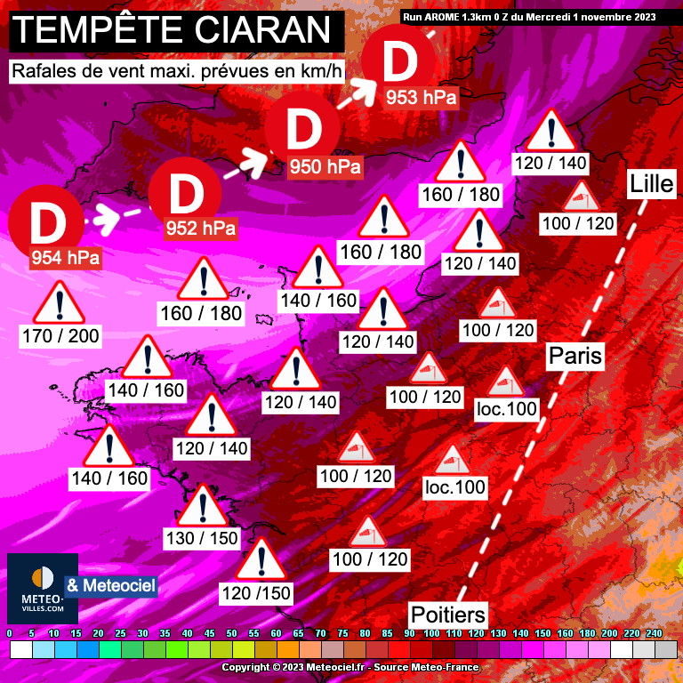 Tempête Ciaran : vigilance rouge et dernières prévisions Ciaran-ventmax