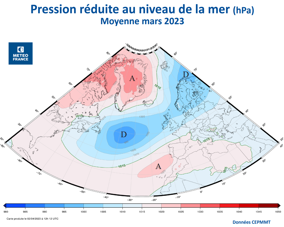 2023 ou l'arrêt des blocages anticycloniques à répétition en France Mars23-pressions