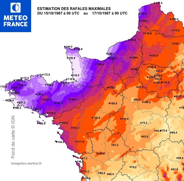 Bilan de la tempête Ciaran : jusqu'à 207 km/h et gros dégâts entre Bretagne et Manche Rafales-1987