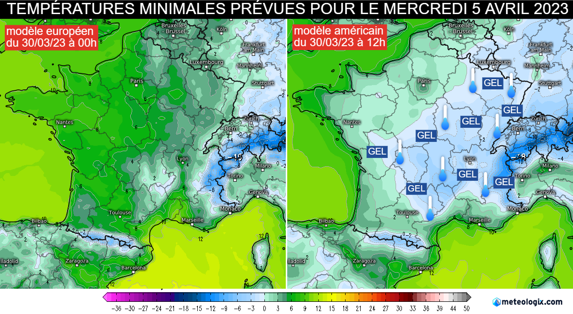 Retour de l'anticyclone et d'un temps plus calme début avril Tn-5avr