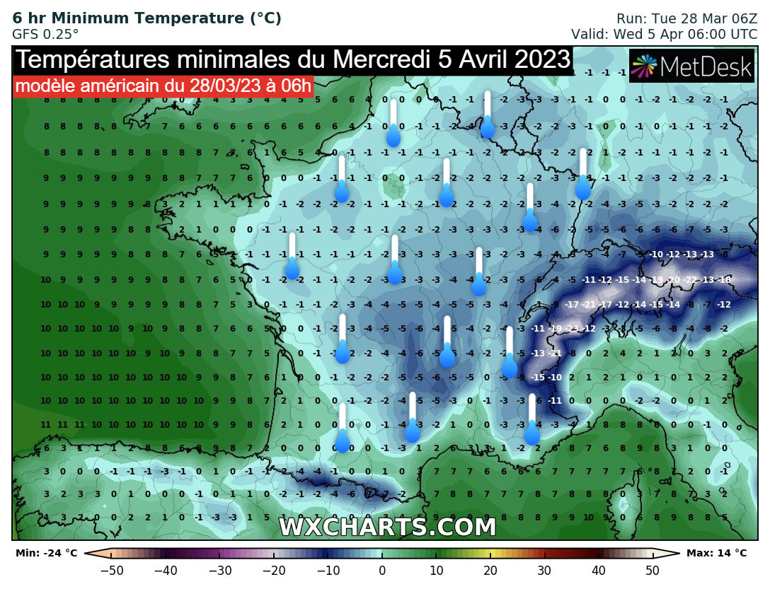 Gel et chaleur : gros contrastes de températures cette semaine Tn-050423