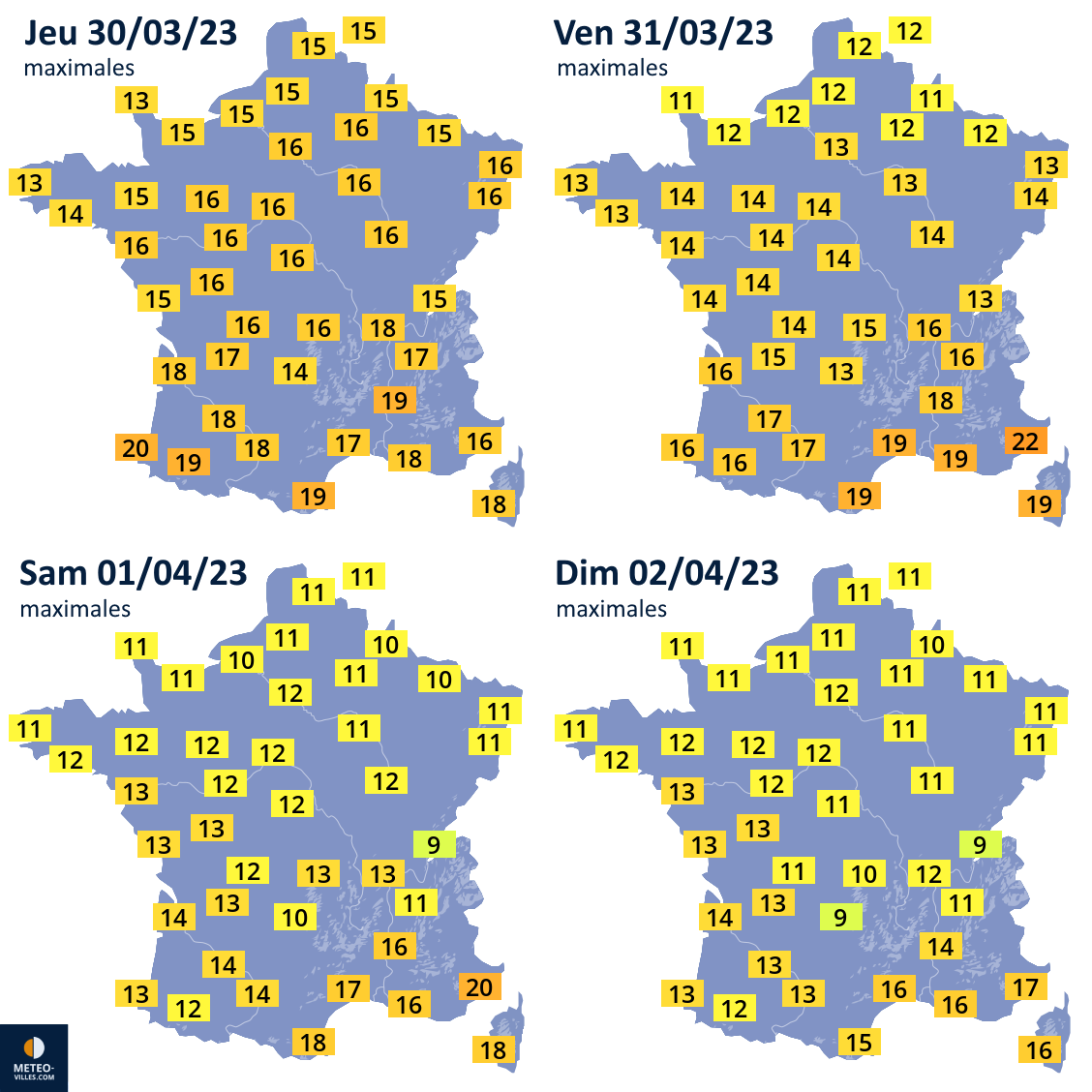 Gel et chaleur : gros contrastes de températures cette semaine Tx-marsavril23