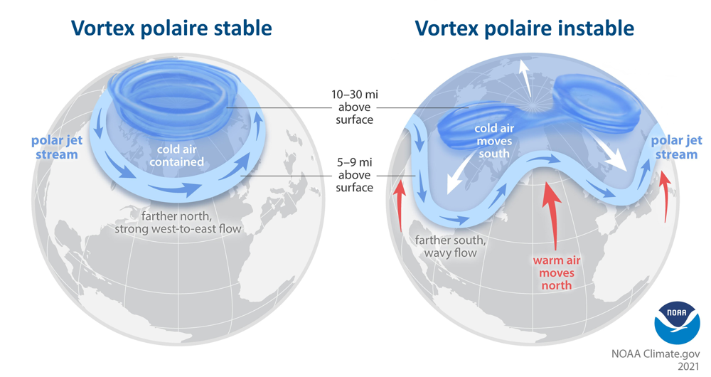 Froid & neige sur le nord-est de l'Amérique : dérèglement climatique ? Vortex-maps